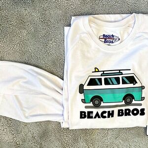 Beach Bros White and Teal Graphic Tee